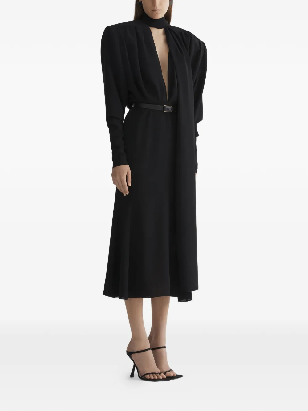  Mugler Abito Con Foulard - Nero 