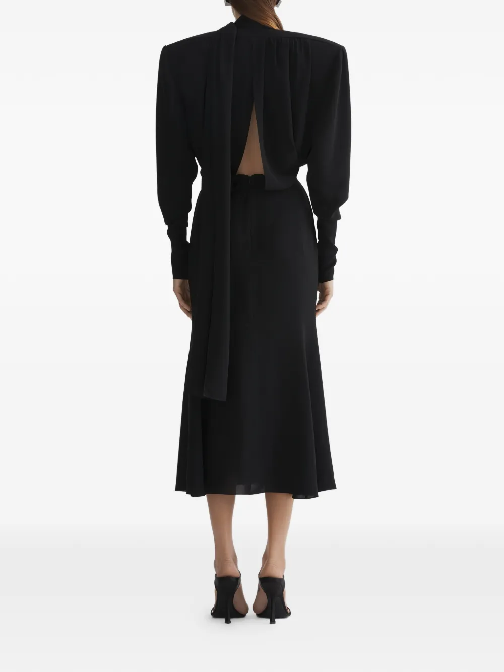 Mugler Zwarte jurk met sjaal