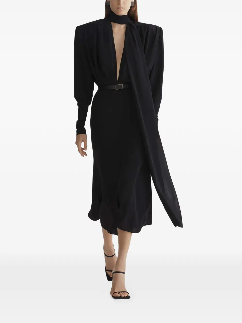 Mugler Kleid mit Gürtel - Schwarz