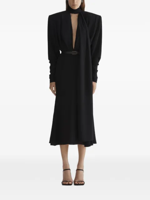 Mugler robe noire à détail de foulard