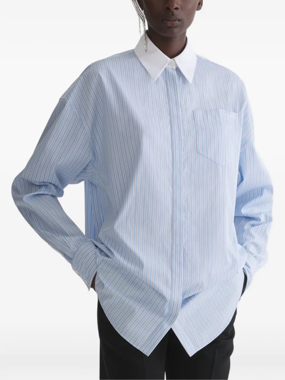 Mugler Gestreiftes Hemd - Blau
