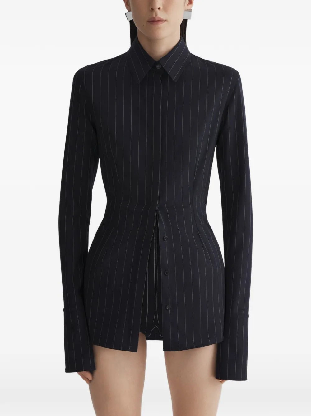 Mugler Blouse met krijtstreep Zwart