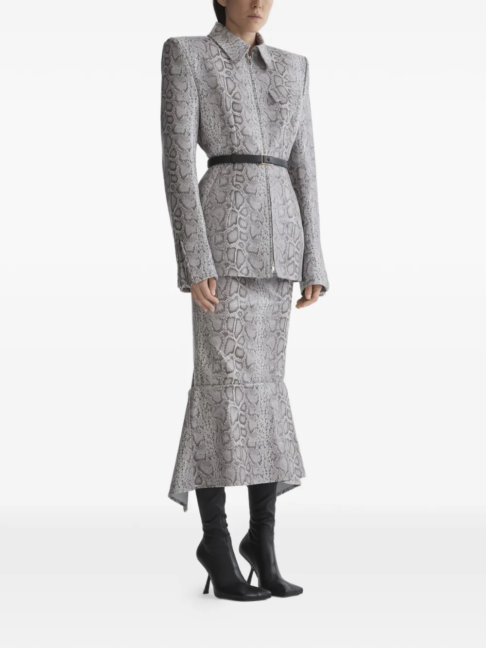  Mugler Snake-print Zip Jacket - Grey 