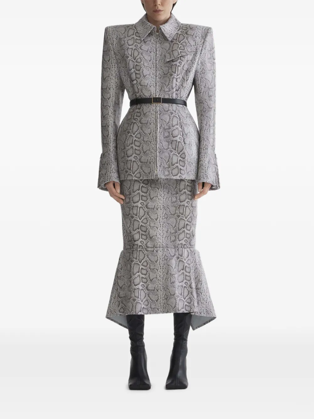  Mugler Snake-print Zip Jacket - Grey 
