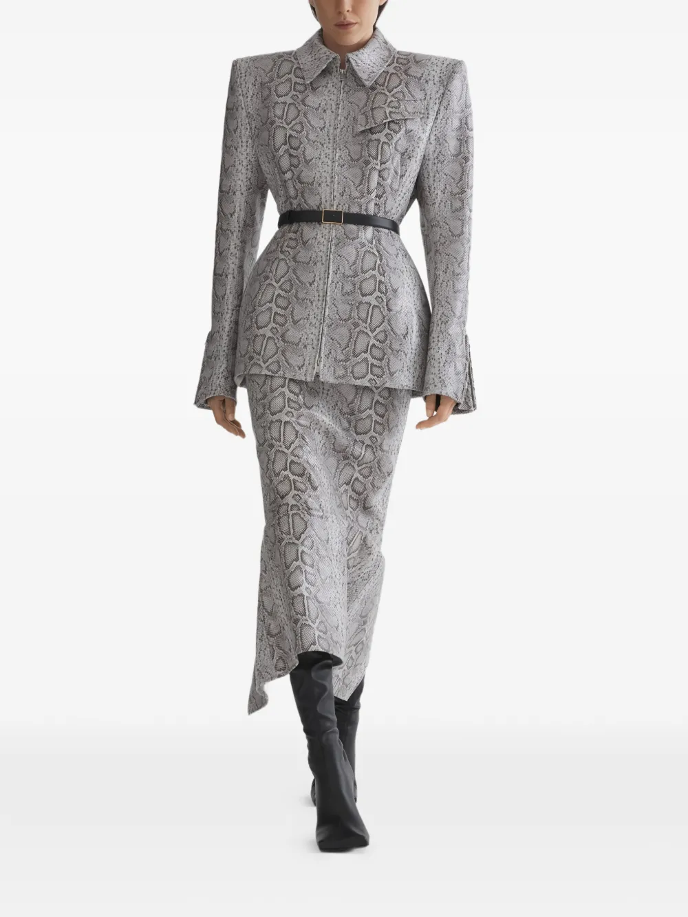 Mugler Jack met slangenprint en rits Grijs