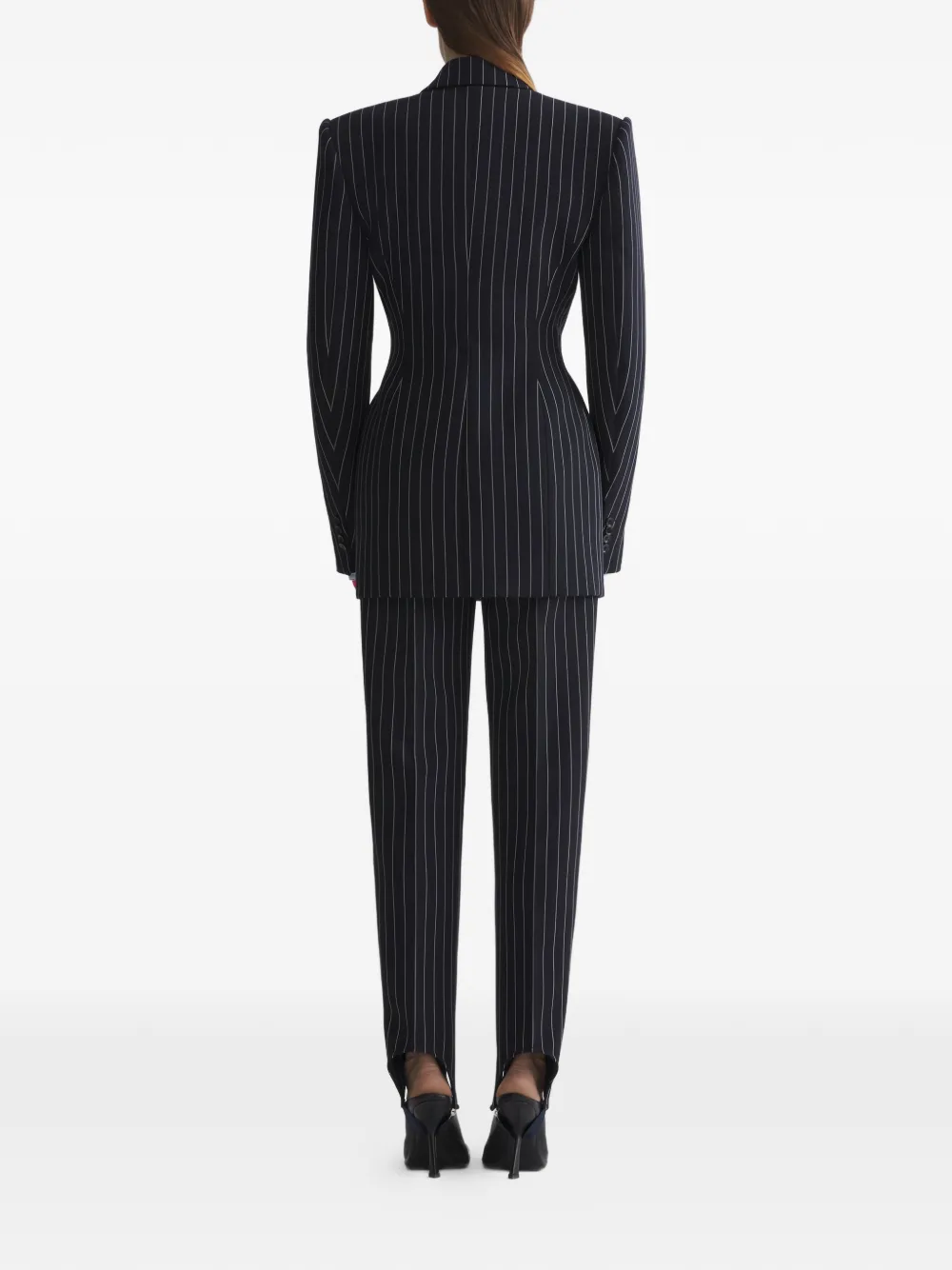  Mugler Pinstripe Double-breasted Jacket - Black 