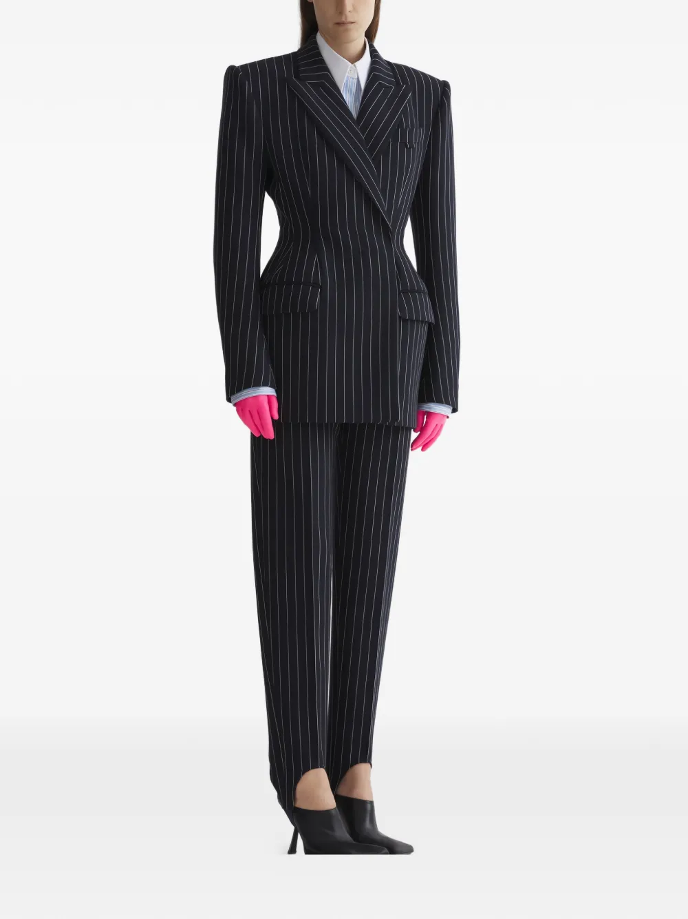  Mugler Pinstripe Double-breasted Jacket - Black 