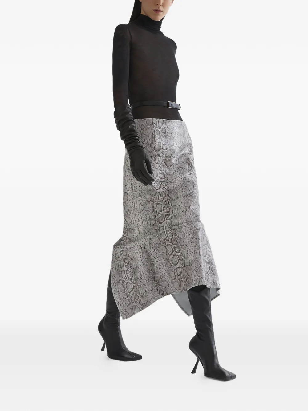 Mugler Rok met slangenprint Grijs