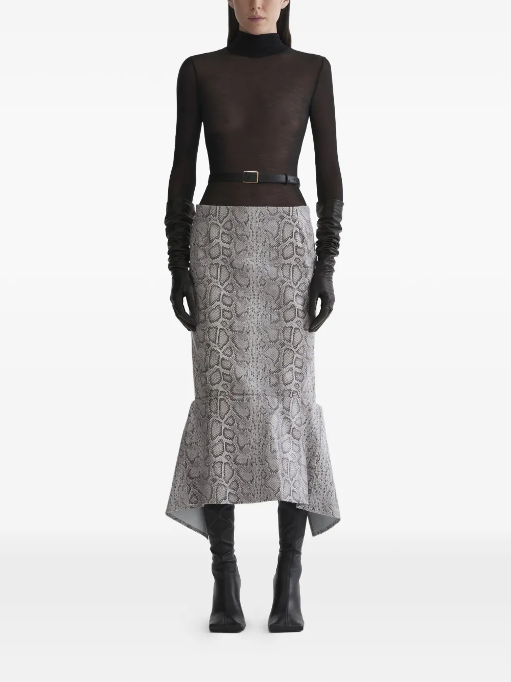 Mugler Rok met slangenprint Grijs
