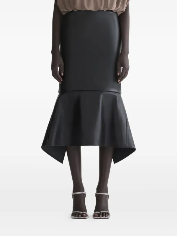 Mugler Leather Slit Mermaid Skirt in Black