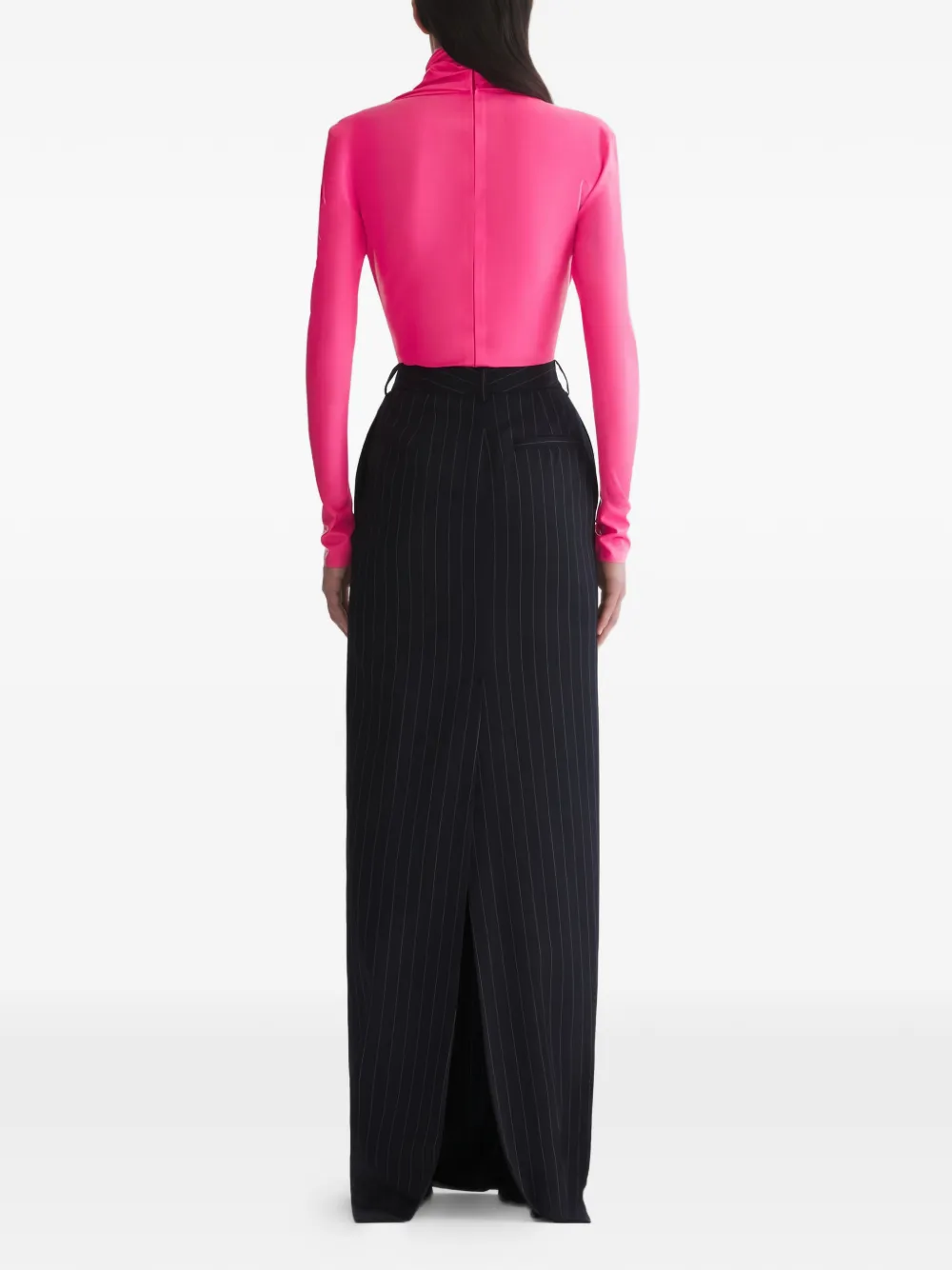 Mugler Rok met krijtstreep en split Zwart
