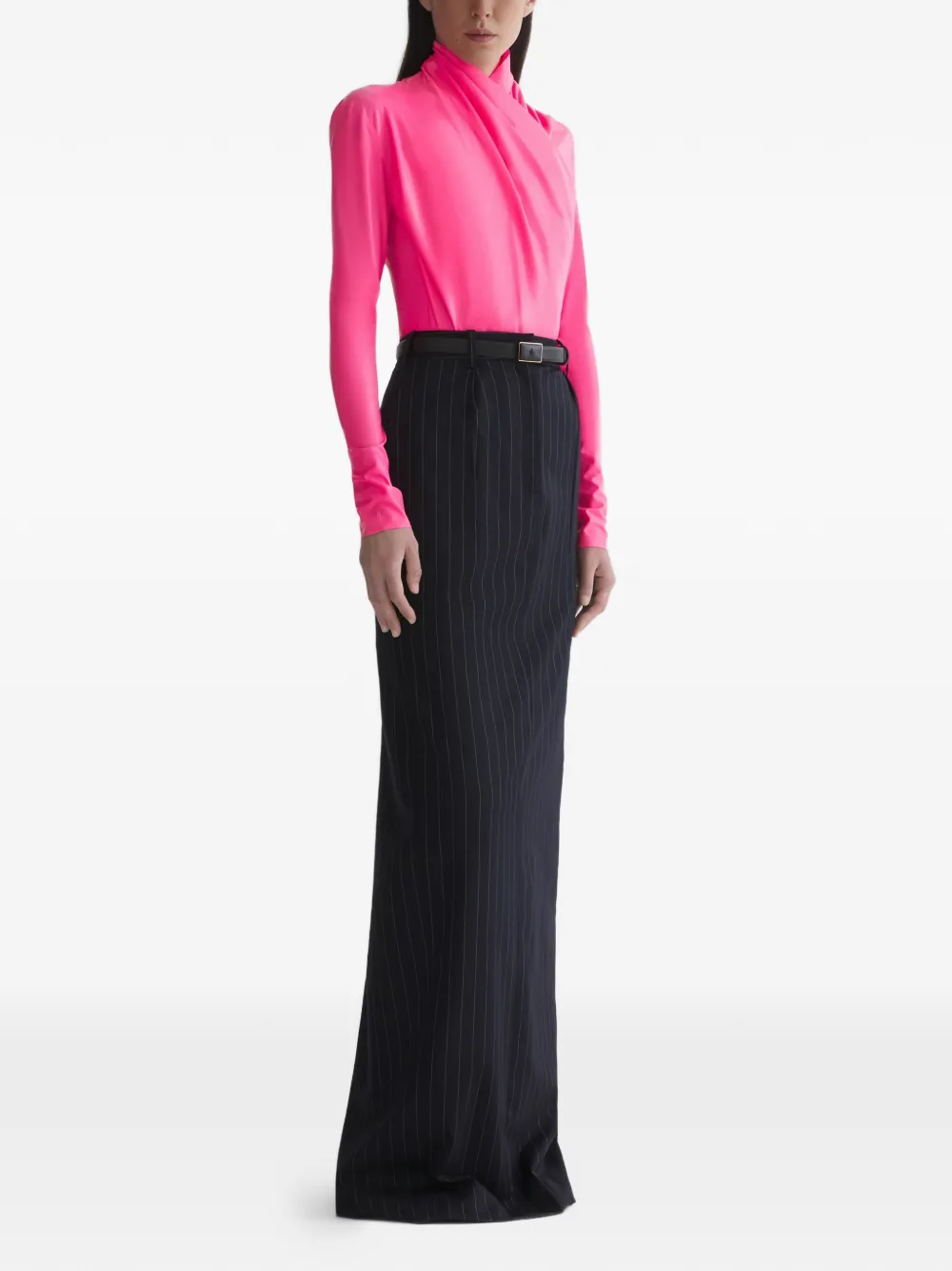 Mugler Rok met krijtstreep en split Zwart