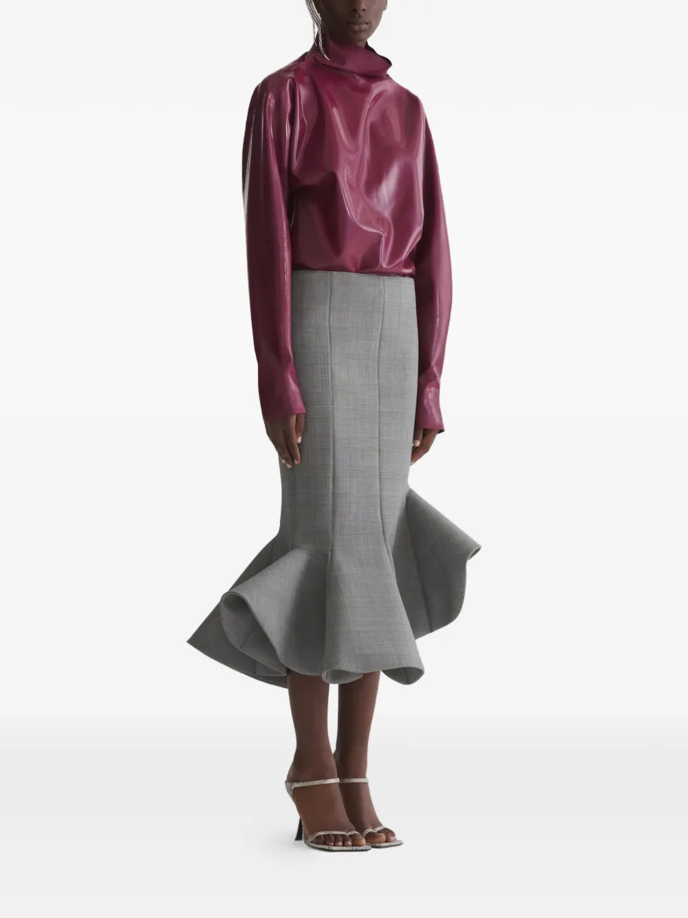 Mugler Rok met ruches Grijs