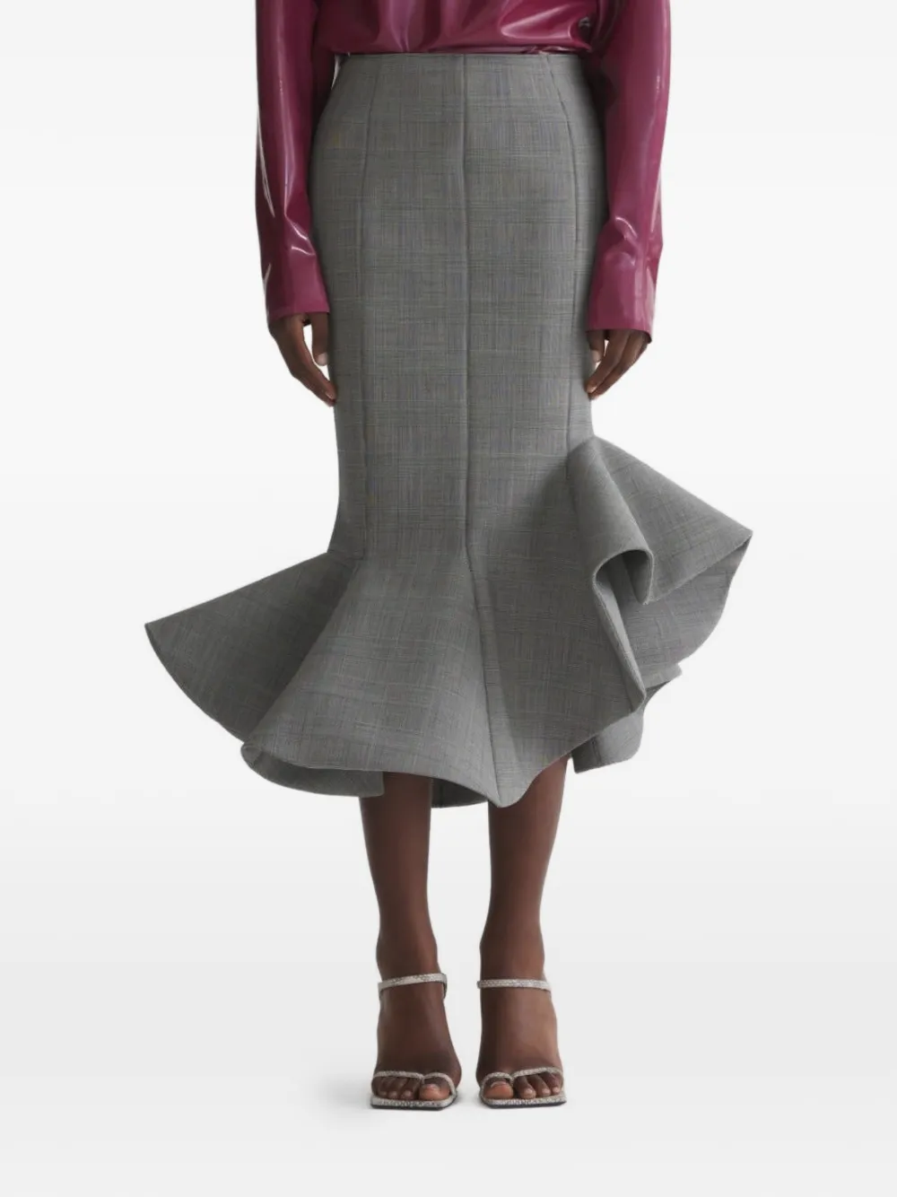 Mugler Gonna con ruches - Grigio