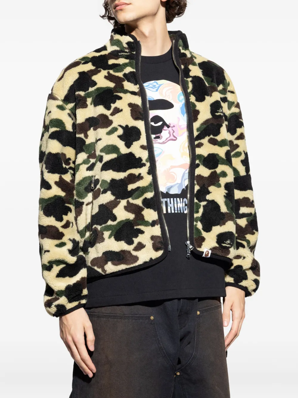 A BATHING APE Jack met camouflageprint en rits Beige