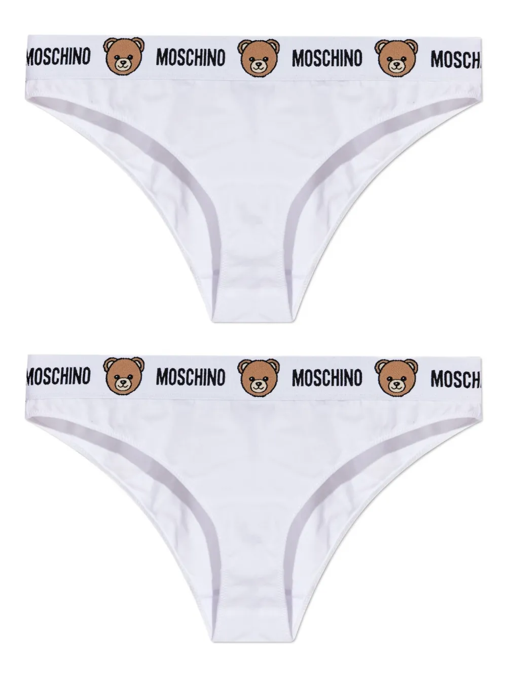 Moschino logo-waistband briefs (pack of two) - Bianco