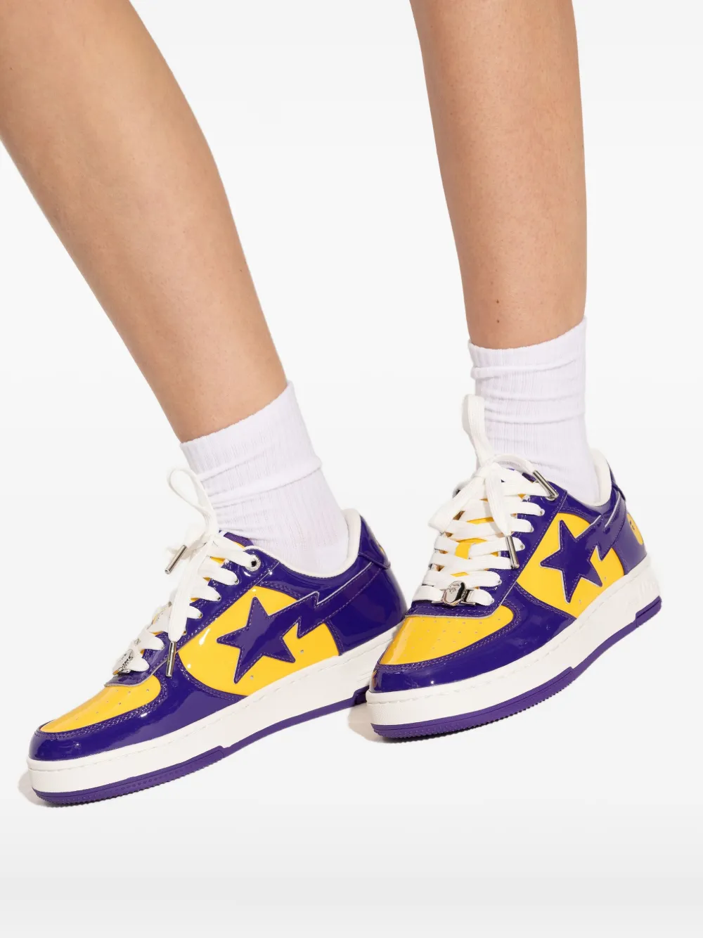 A Bathing Ape Bape Sta Panelled Sneakers In Purple
