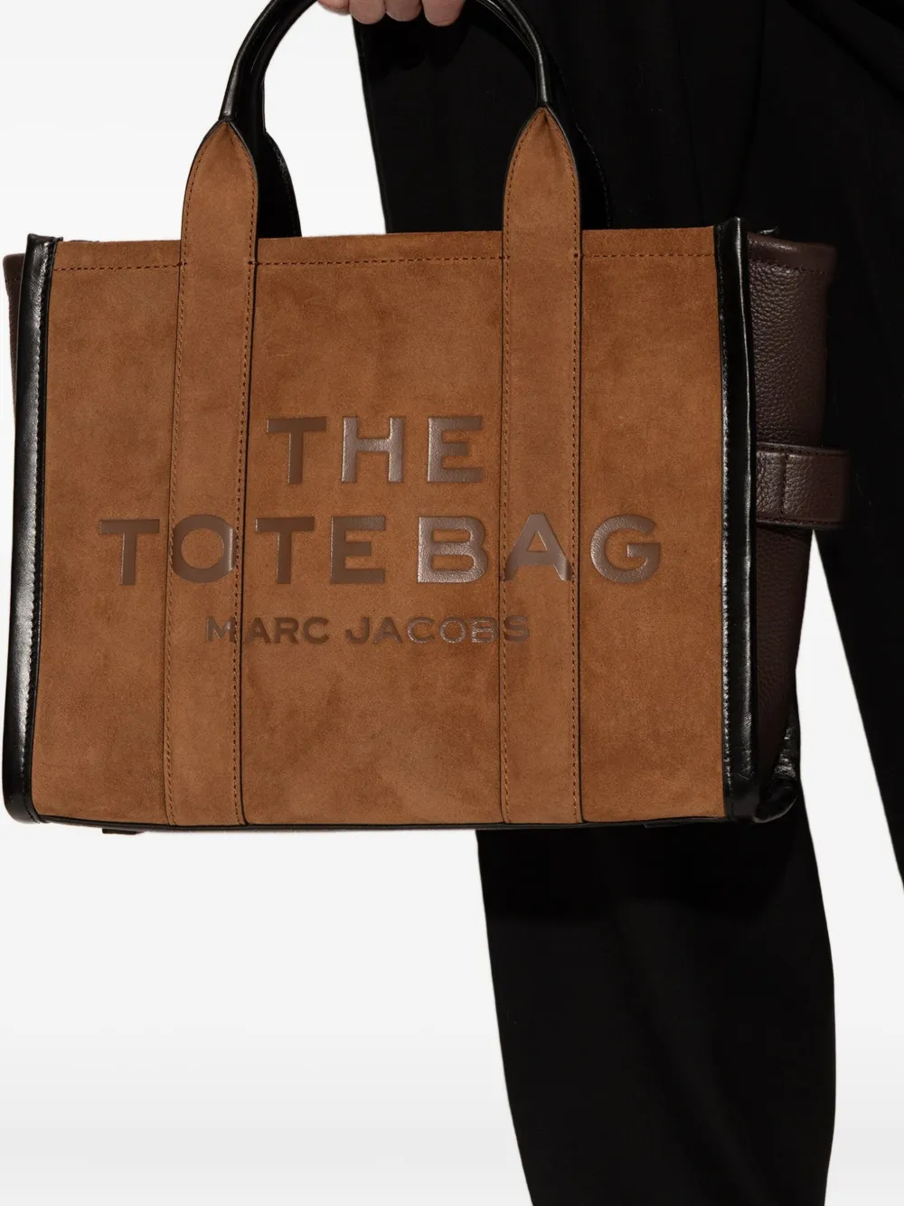 Marc Jacobs The Medium Suede Leather Blocked Tote Bag In Brown