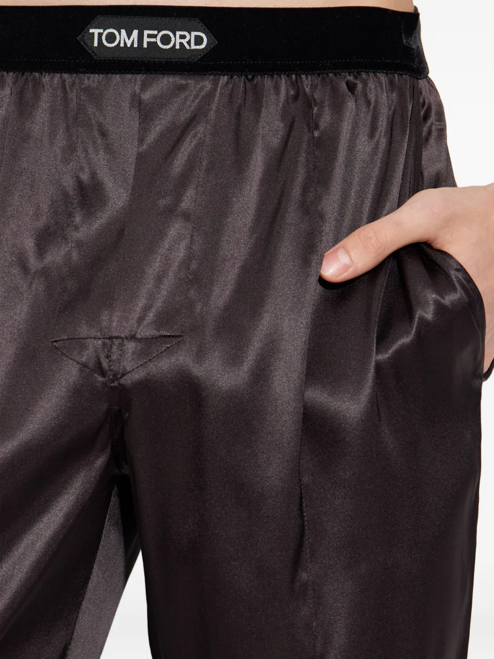 TOM FORD Pyjamabroek met logoband Bruin