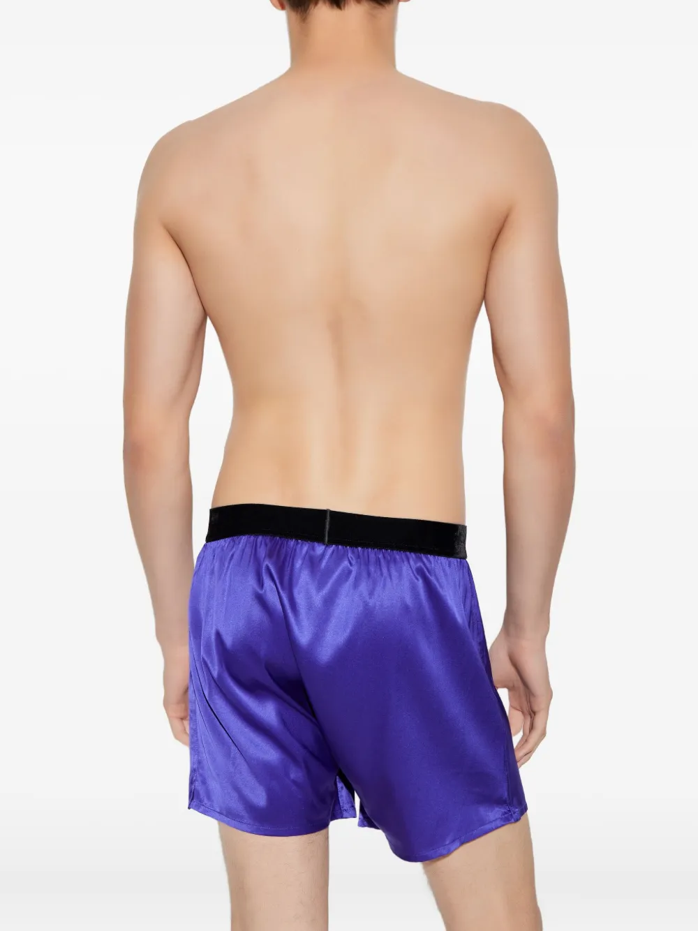 Tom Ford Logo-waistband Silk Boxers In Purple
