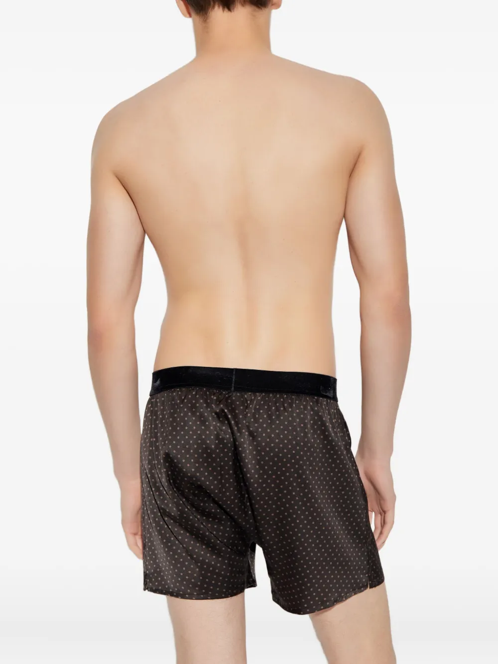 Tom Ford Polka-dot Pattern Silk Boxers In Brown