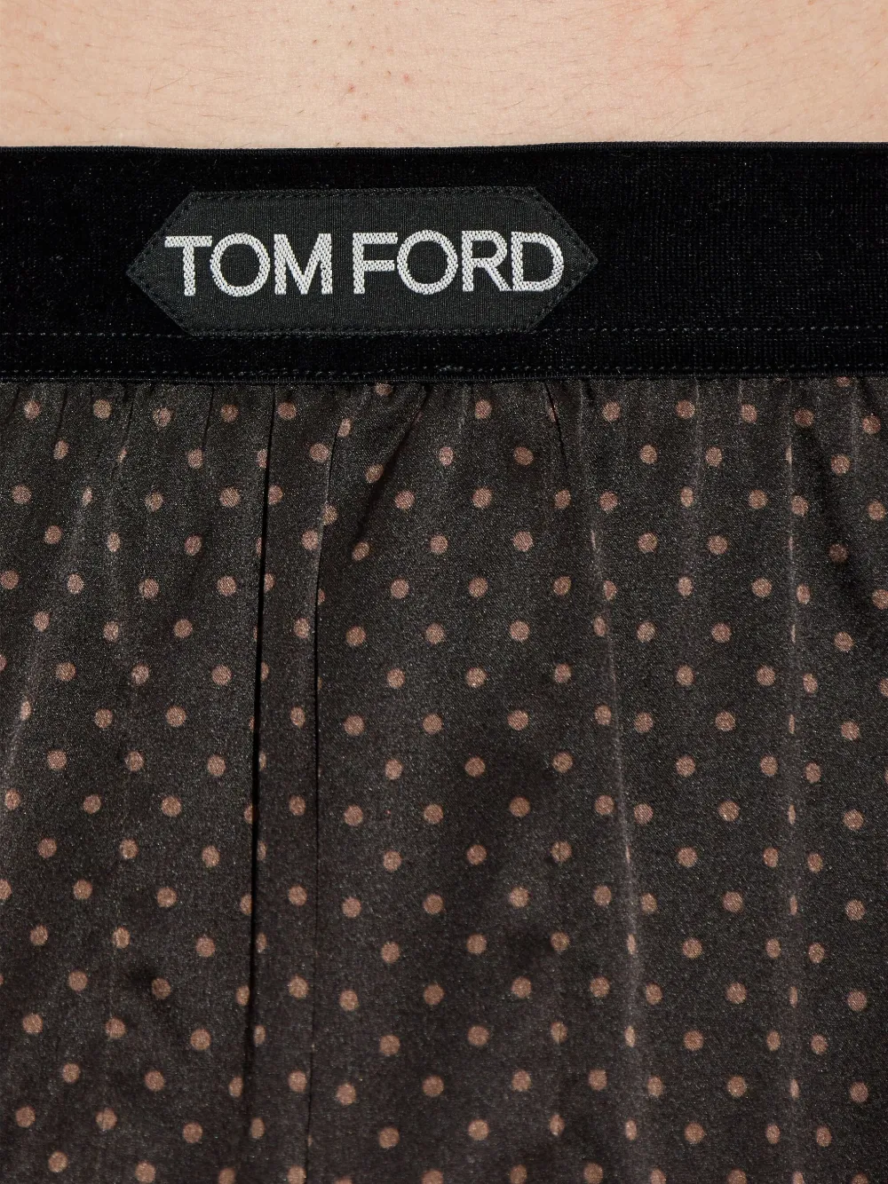 Tom Ford Polka-dot Pattern Silk Boxers In Brown