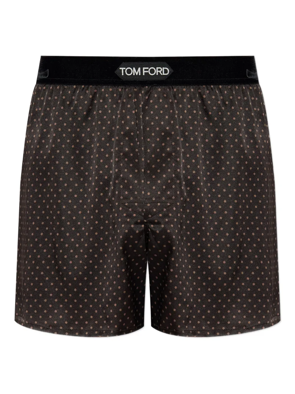 Tom Ford Polka-dot Pattern Silk Boxers In Brown