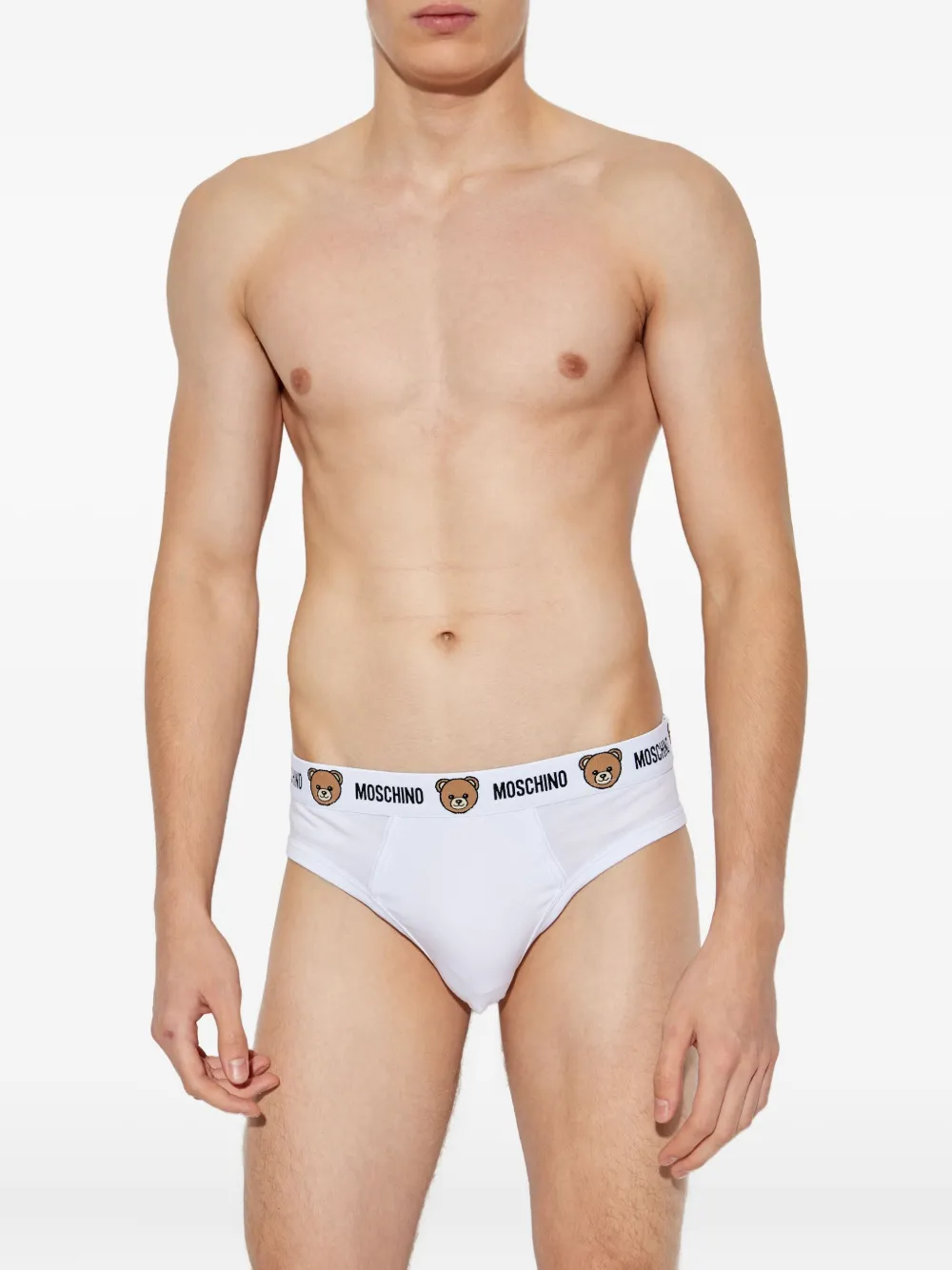 Moschino Logo-waistband Briefs (pack Of Two) In White