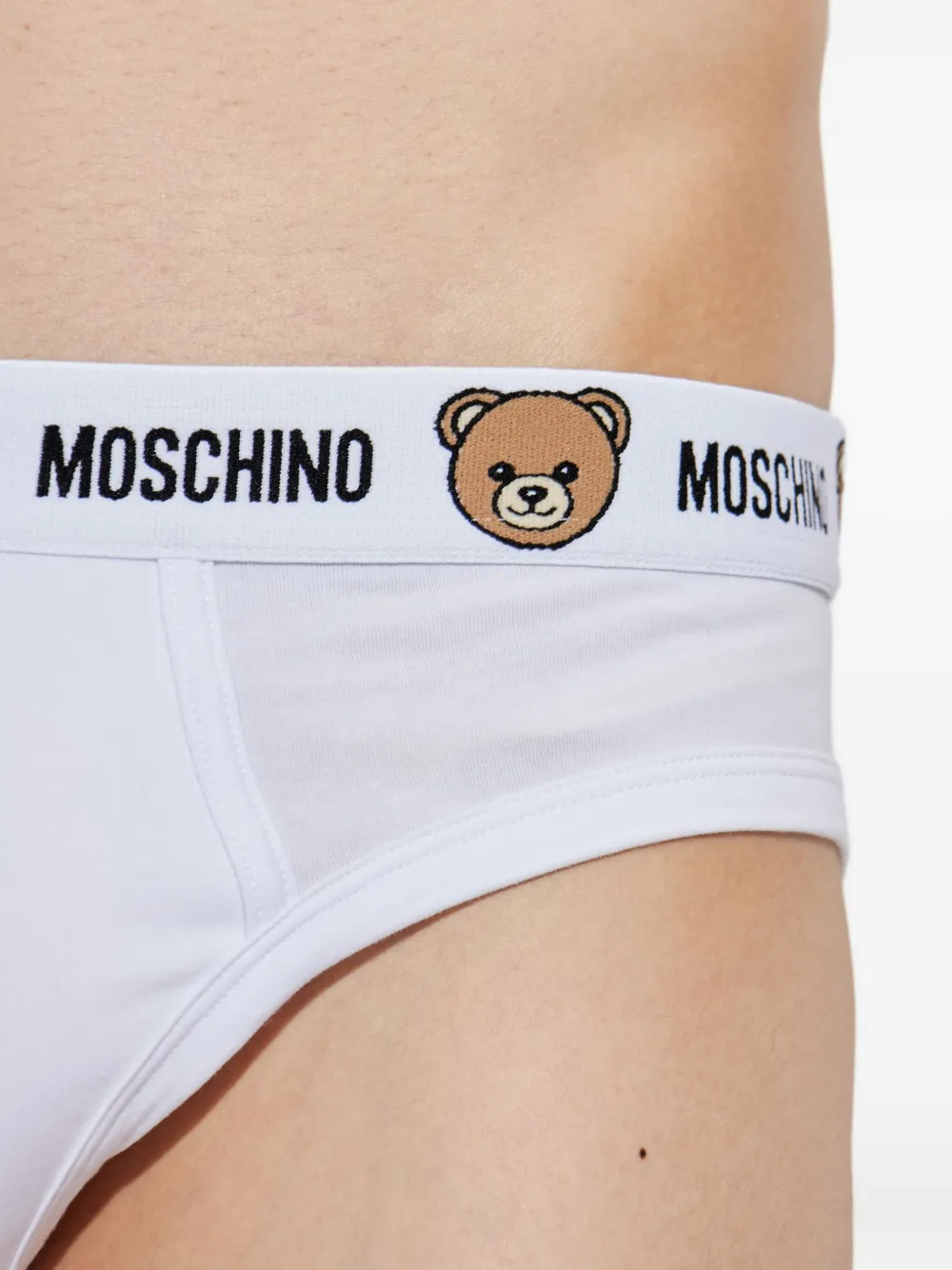 Moschino Logo-waistband Briefs (pack Of Two) In White