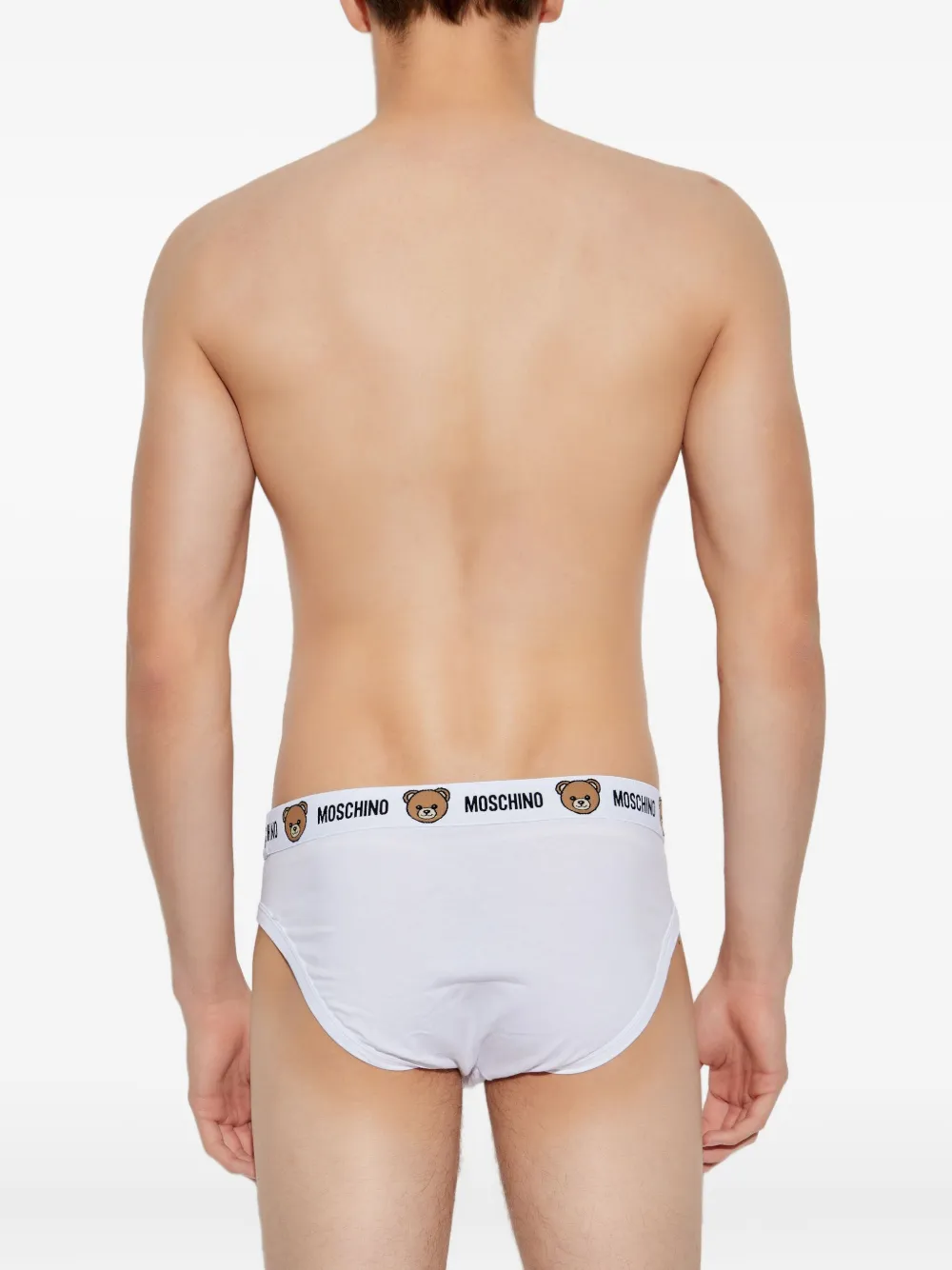 Moschino Logo-waistband Briefs (pack Of Two) In White
