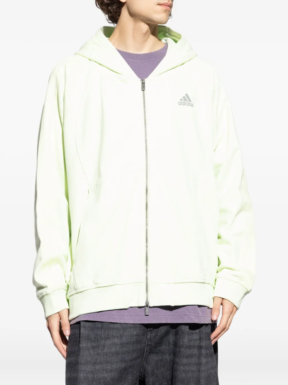 adidas Essencial 3-Stripes fleece hoodie Groen