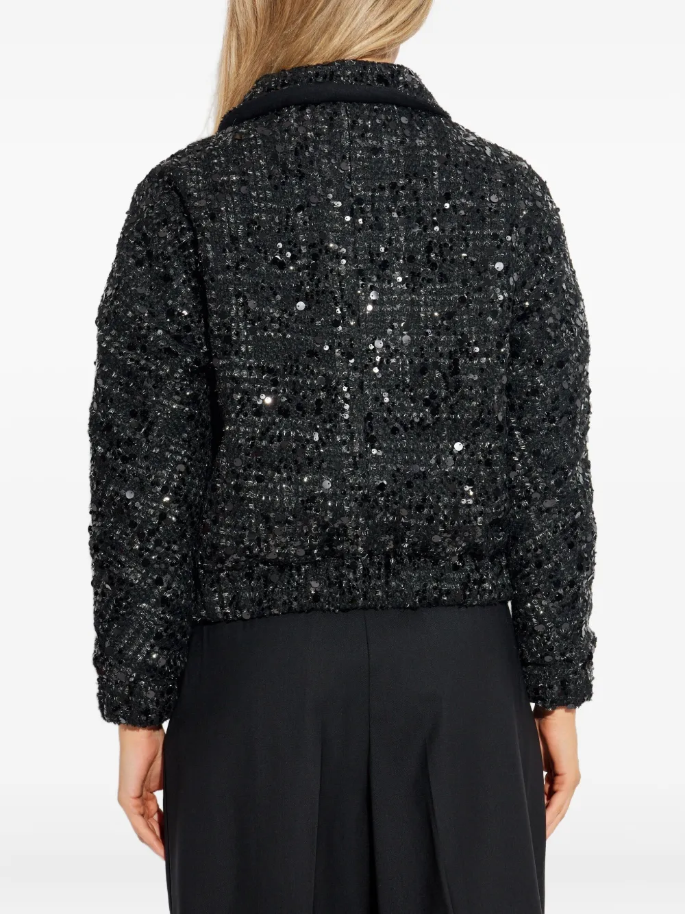 Add Sequin Zip-fastening Jacket In Black