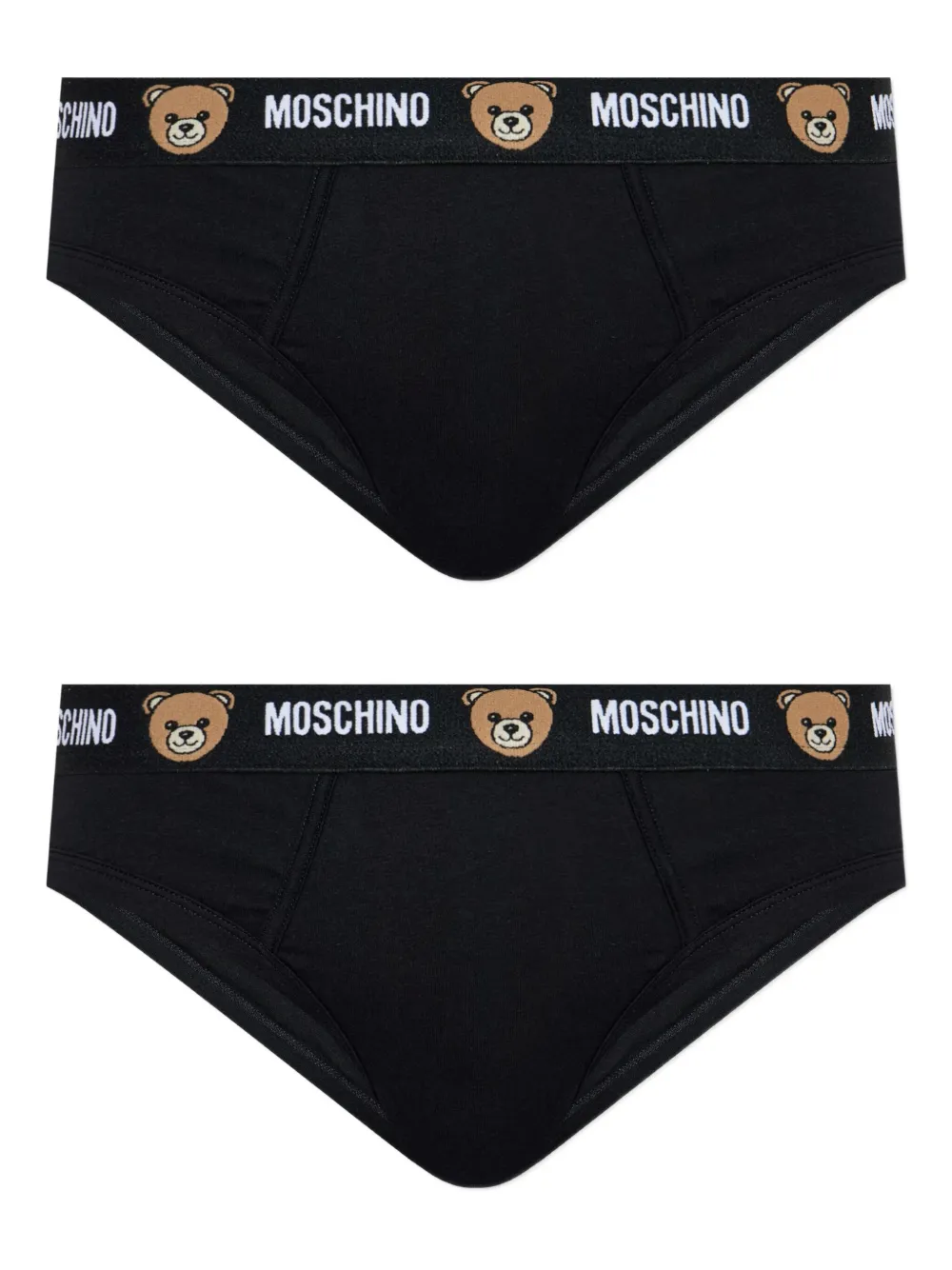 Moschino Logo-waistband Briefs (pack Of Two) In Black