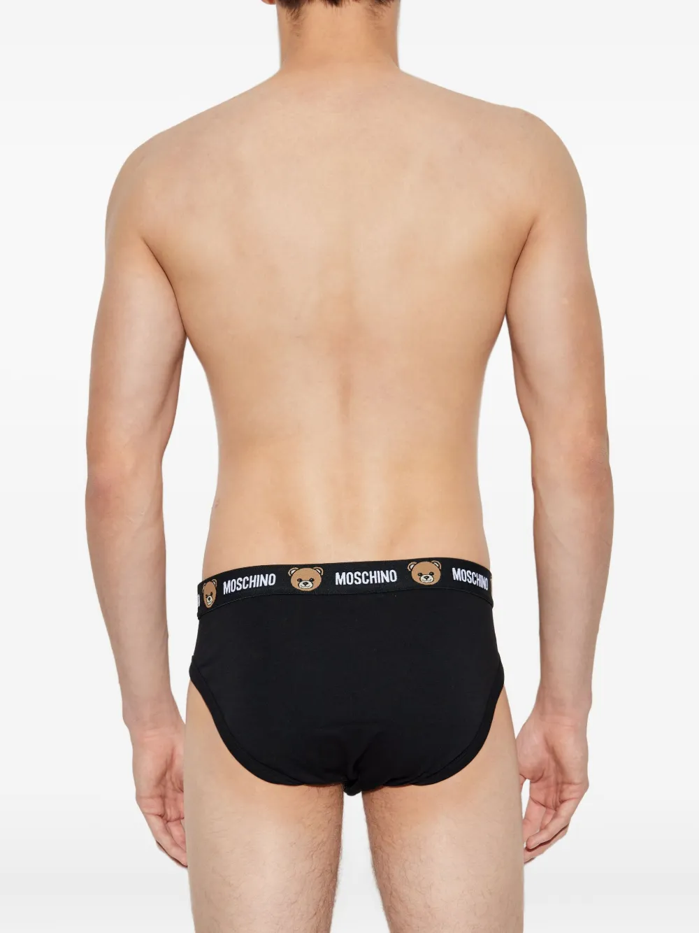 Moschino Logo-waistband Briefs (pack Of Two) In Black
