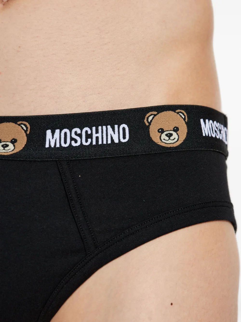 Moschino Logo-waistband Briefs (pack Of Two) In Black