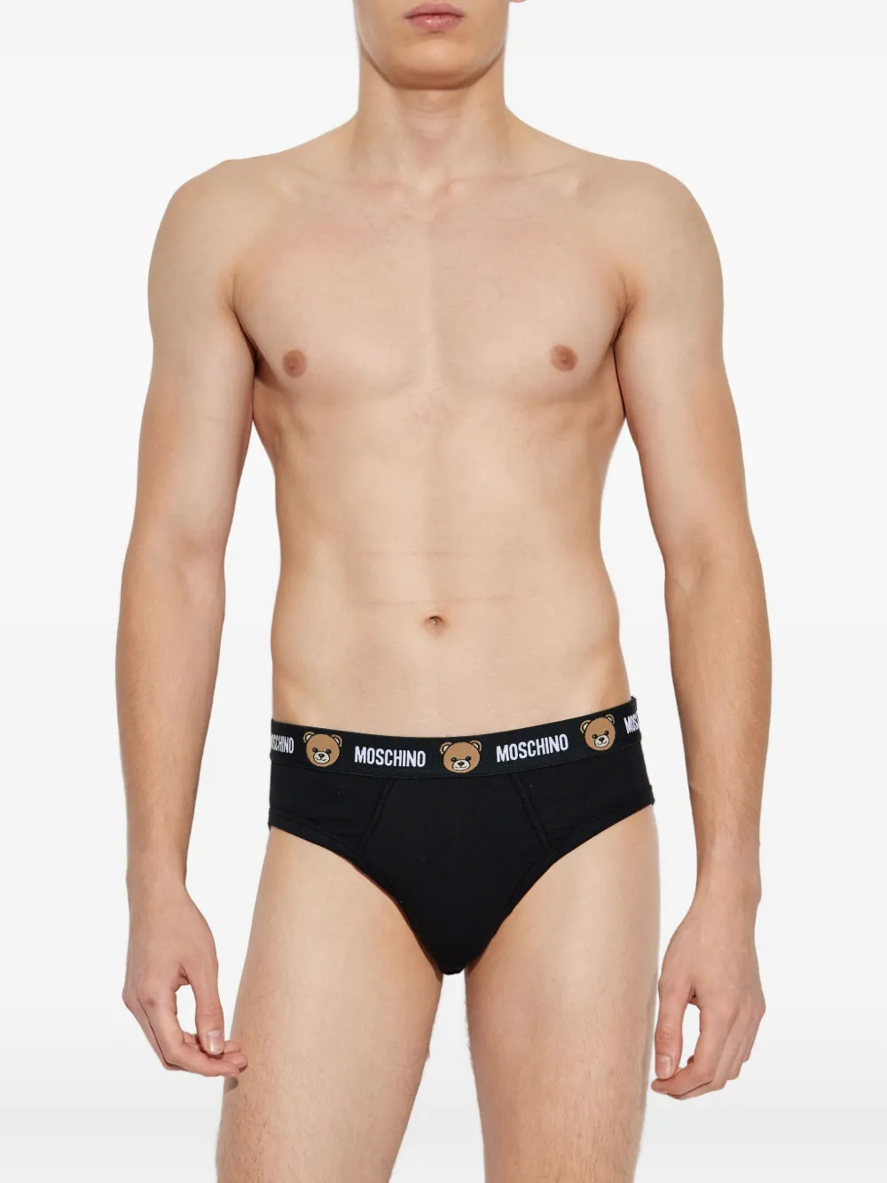Moschino Logo-waistband Briefs (pack Of Two) In Black