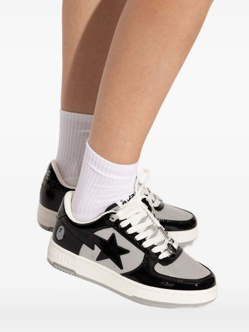 A Bathing Ape Bape Sta Panelled Sneakers In Black