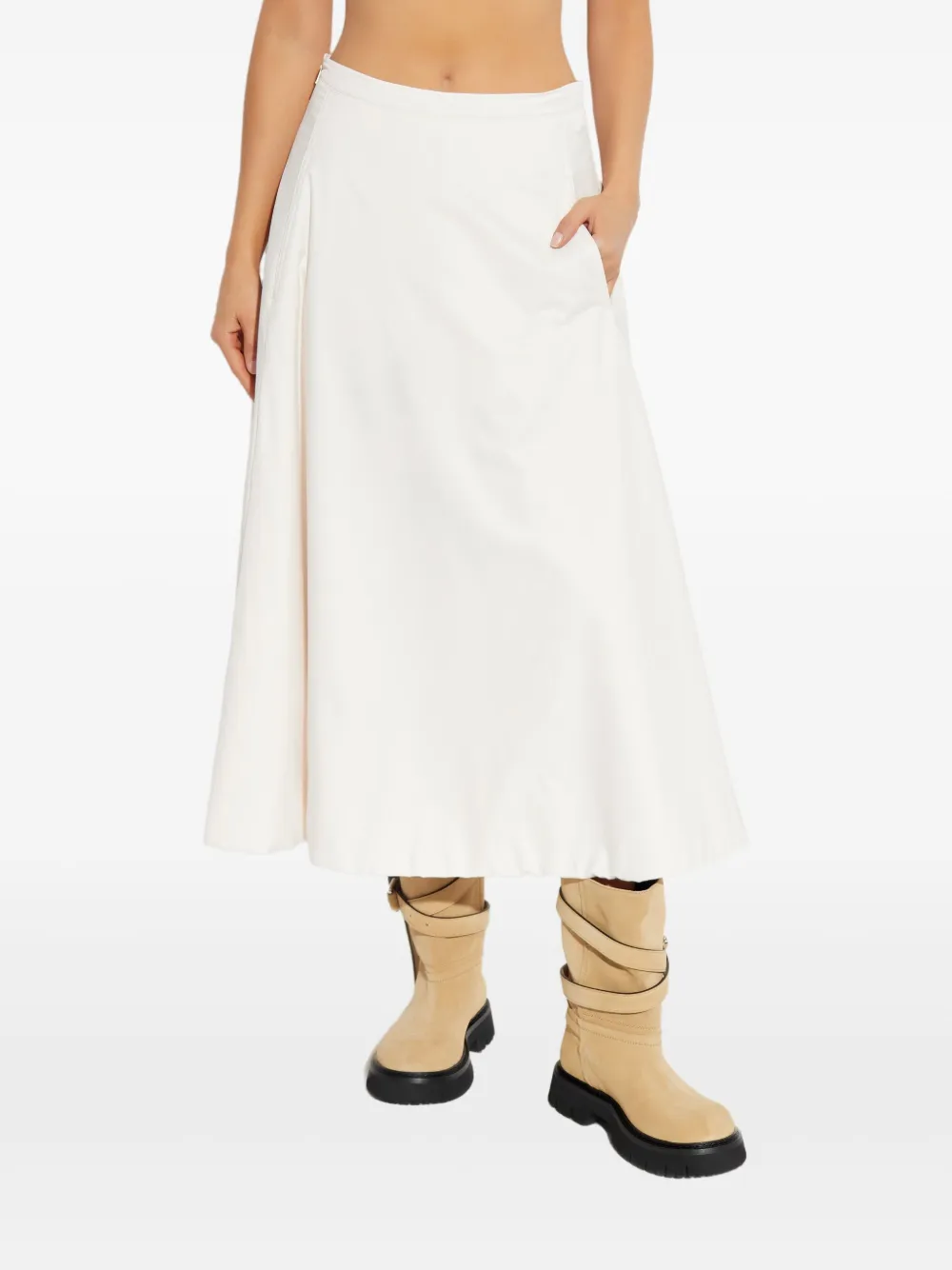 Add Side-pocket Midi Skirt In Neutral