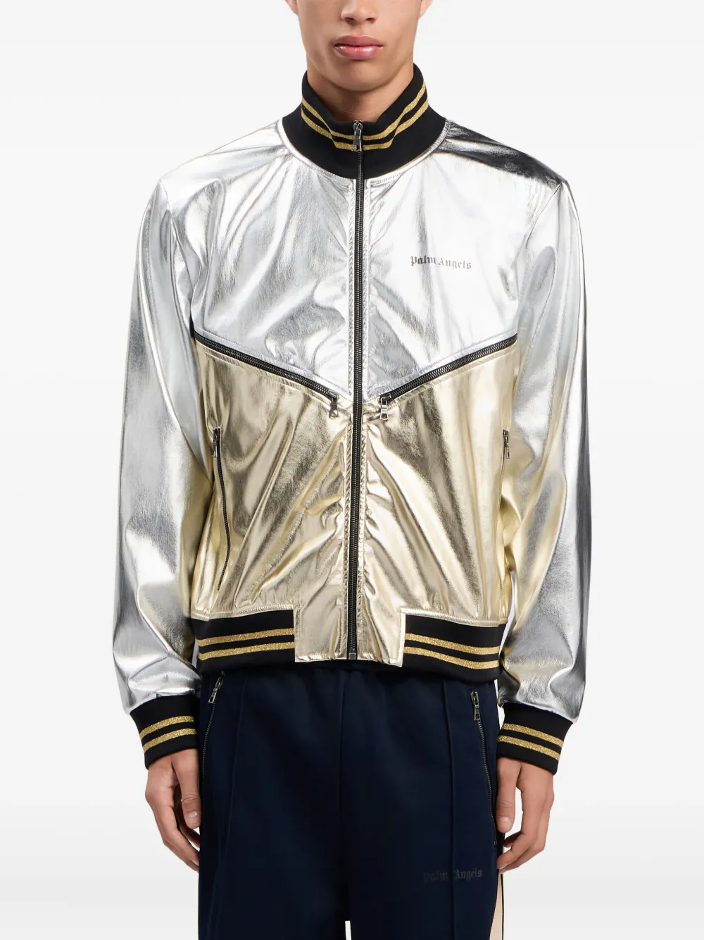 Palm Angels Gelamineerd gecoat trainingsjack Zilver