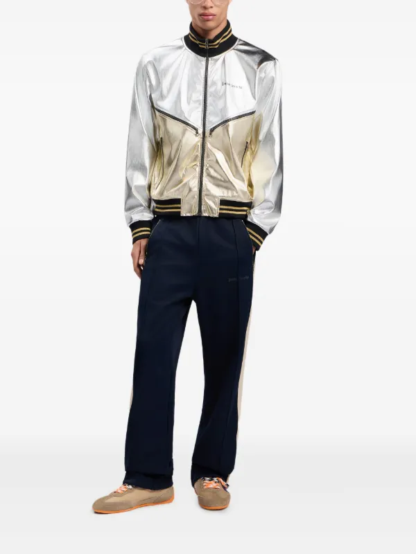 Palm Angels Laminated Coated Track Jacket | Silver | FARFETCH