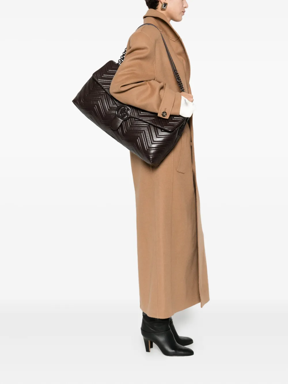 Gucci Gg Marmont Large Shoulder Bag In Brown