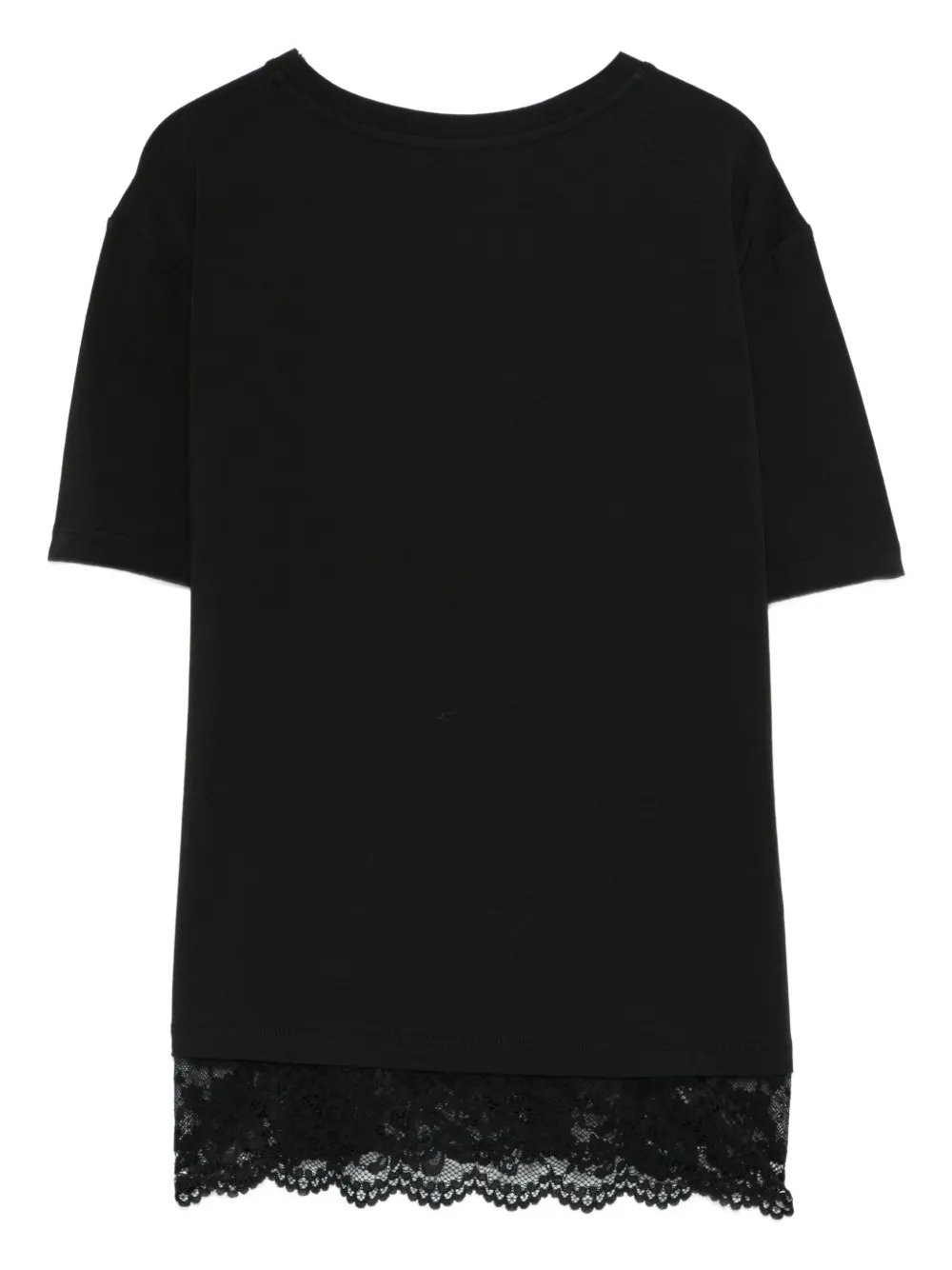 Liu •jo Beaded Lace-trim T-shirt In Black
