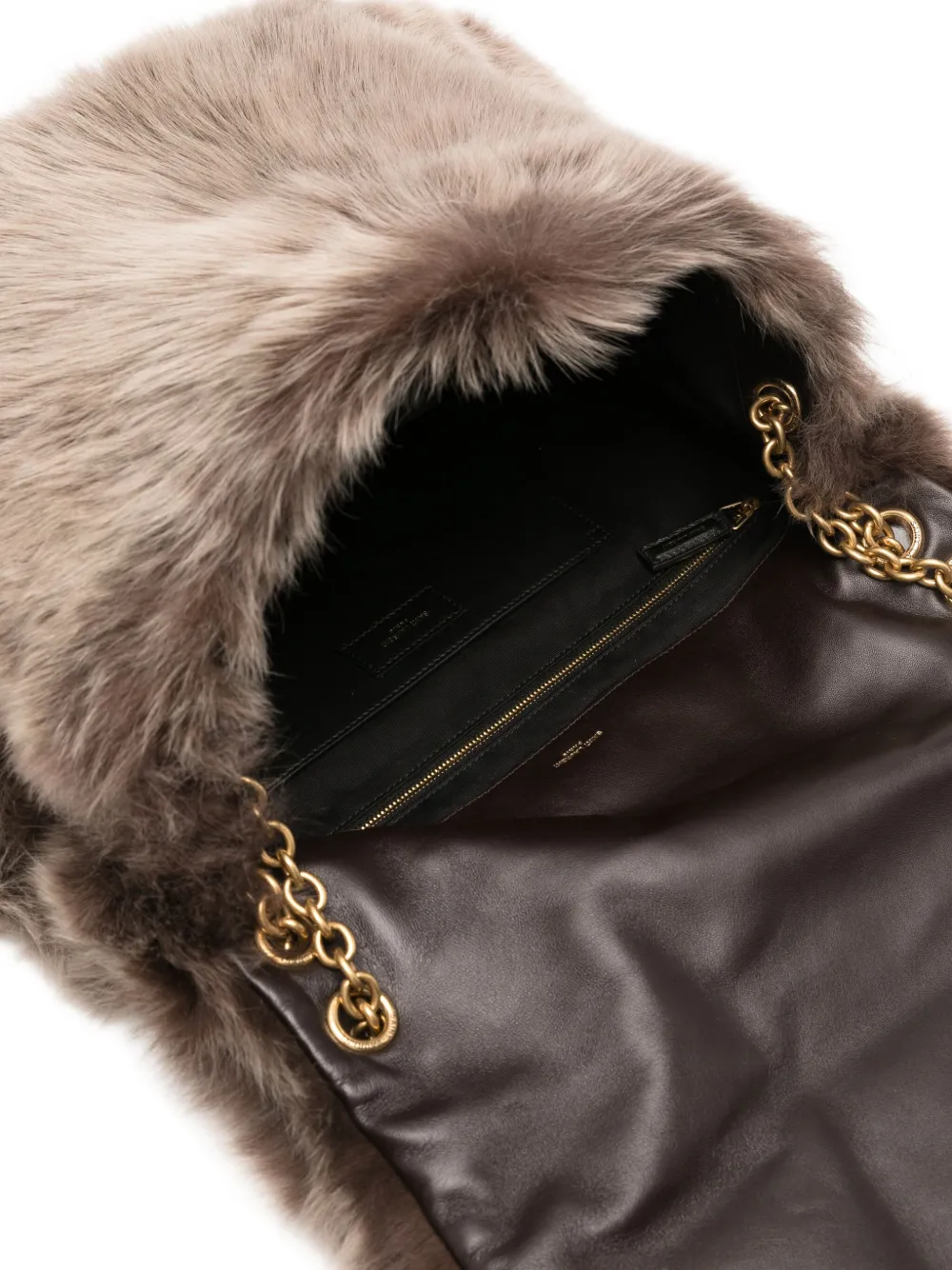 Saint Laurent Schoudertas met logoplakkaat Bruin