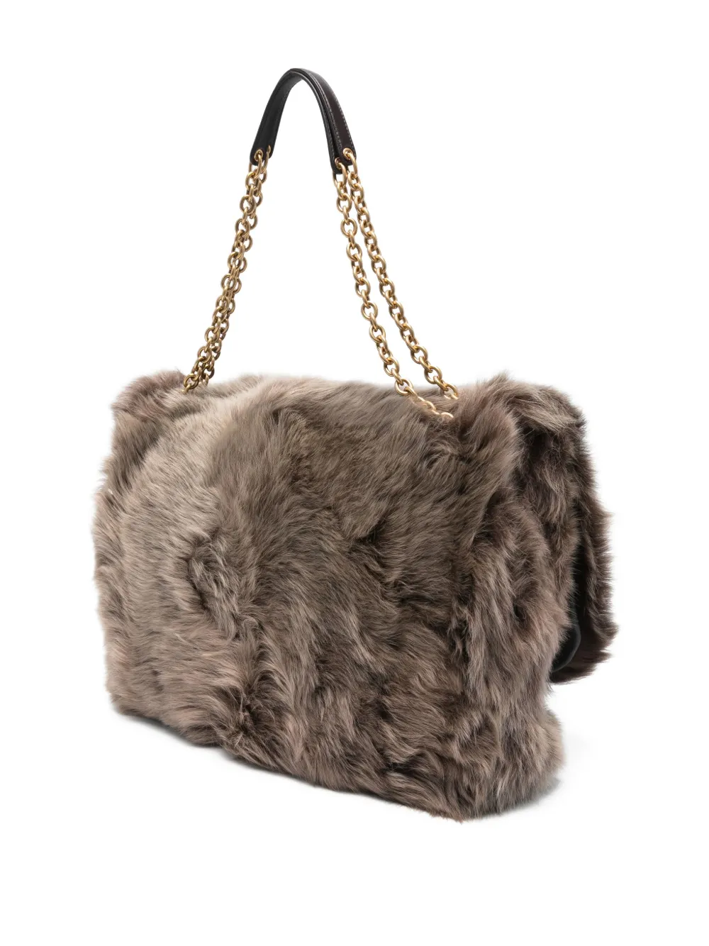 Saint Laurent Schoudertas met logoplakkaat Bruin