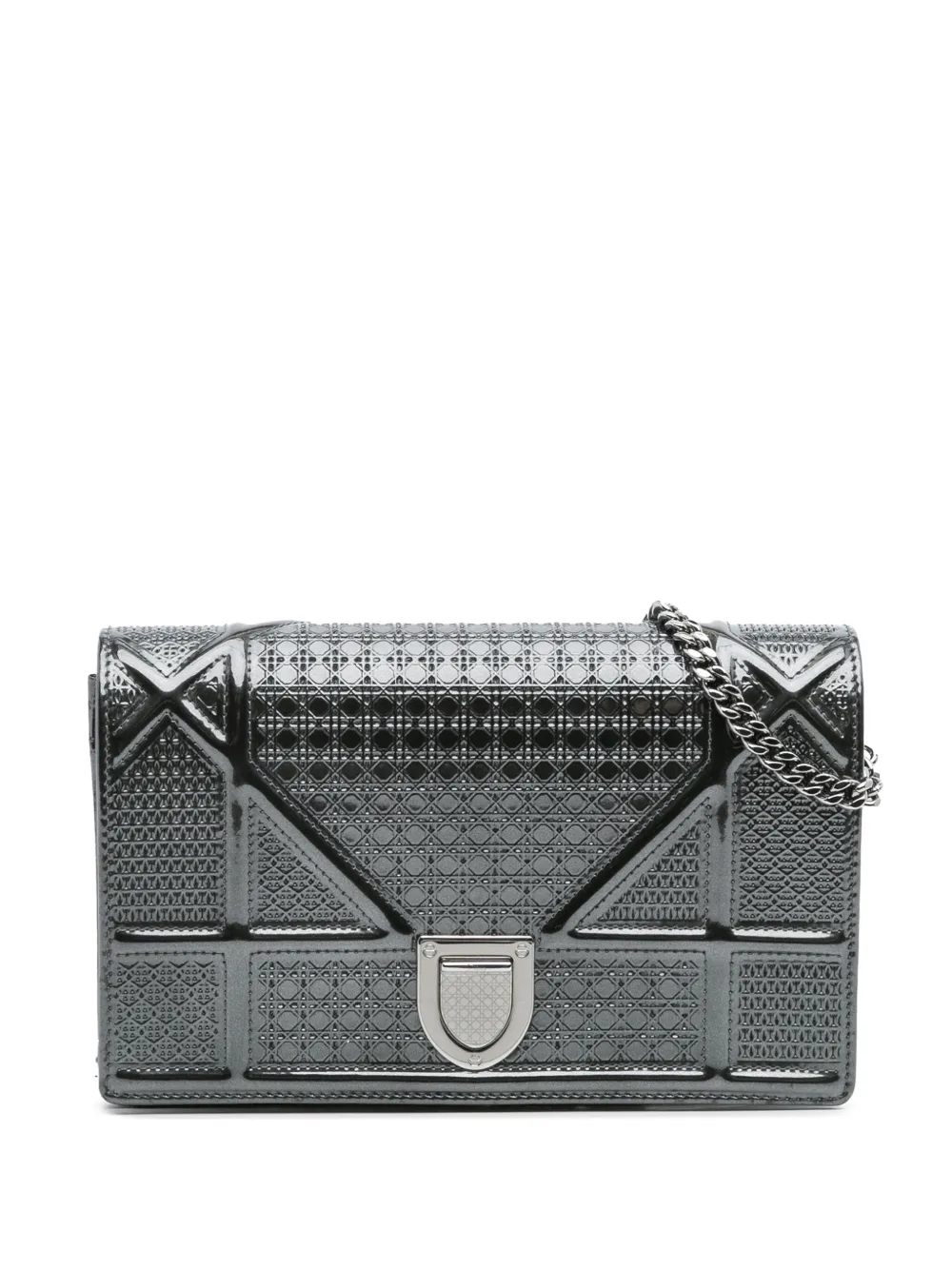 Christian Dior Pre-Owned 2018 メタリック パテント マイクロカナージュ ディオラマ ウォレットオンチェーン Christian Dior Pre-Owned 2018 メタリック パテント マイクロカナージュ ディオラマ ウォレットオンチェーン