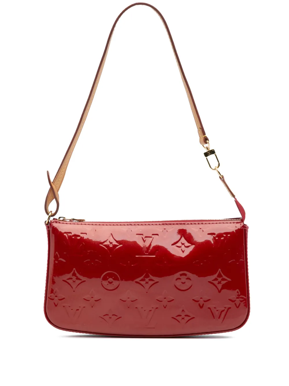 Pre-owned Louis Vuitton 2012 Monogram Vernis Pochette Accessoires Shoulder Bag In Red