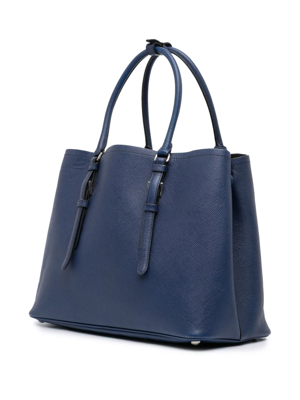 Pre-owned Prada 2000-2025 Large Saffiano Cuir Double Satchel In Blue