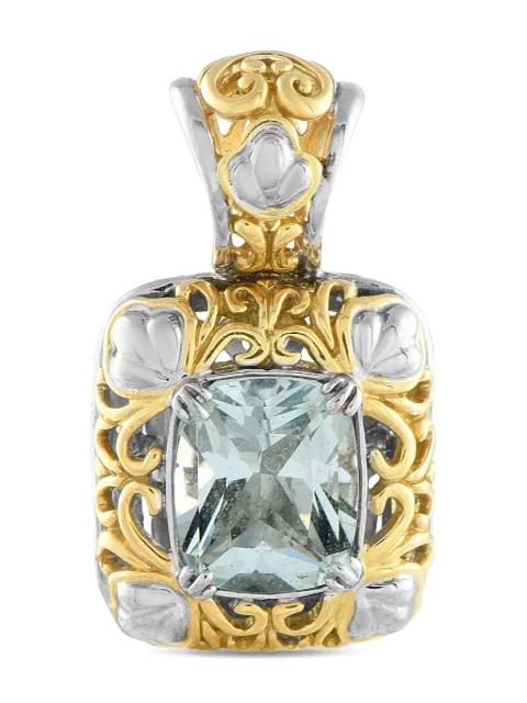 John Hardy 18K yellow and white gold aquamarine pendant