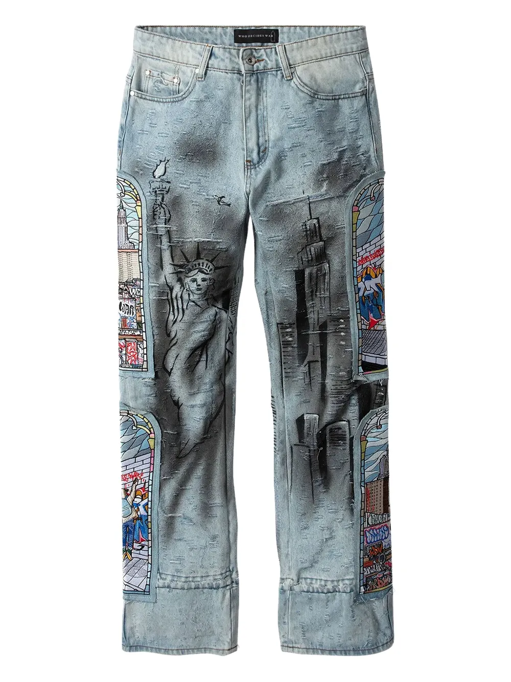 Who Decides War Patch-embellished Straight Jeans In Blue