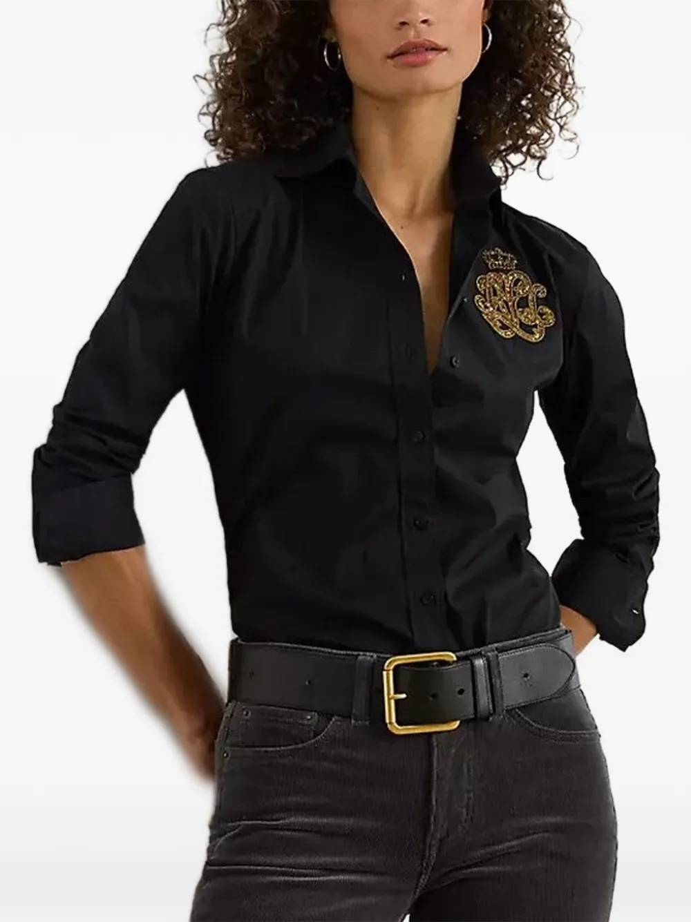 Lauren Ralph Lauren embellished long-sleeve shirt - Nero